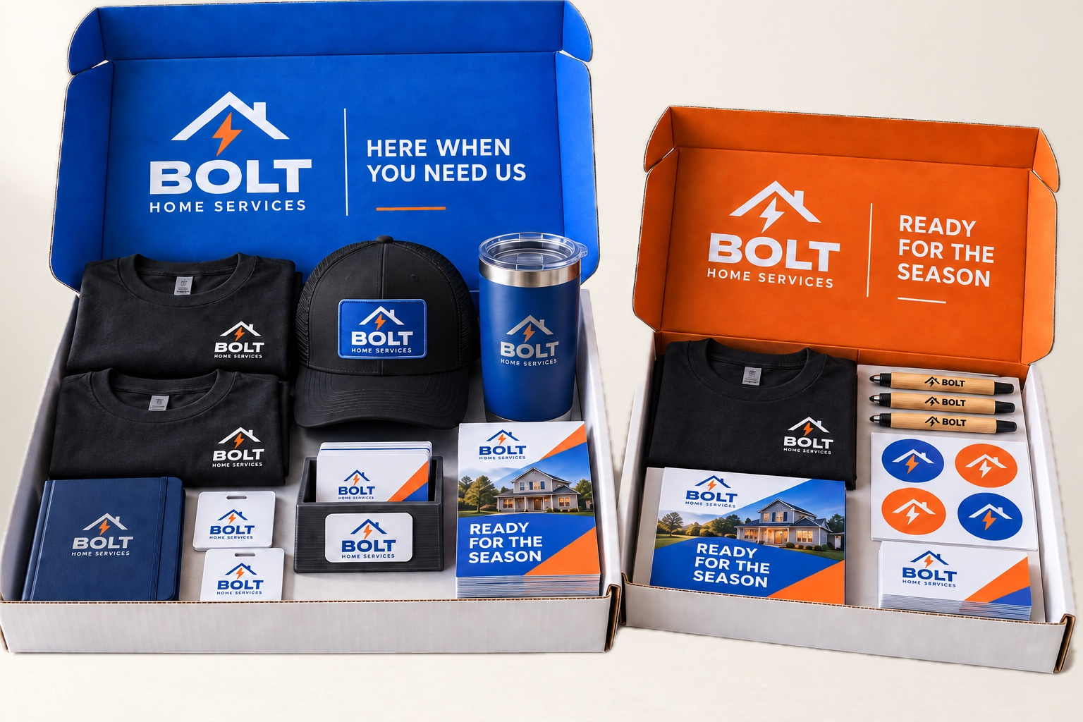 Home services & trades package: startup box on the left and monthly campaign box on the right