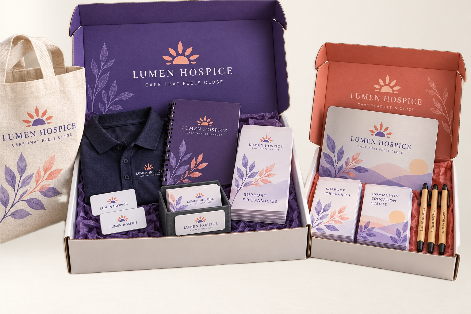 Hospice agencies package: startup box on the left and monthly campaign box on the right